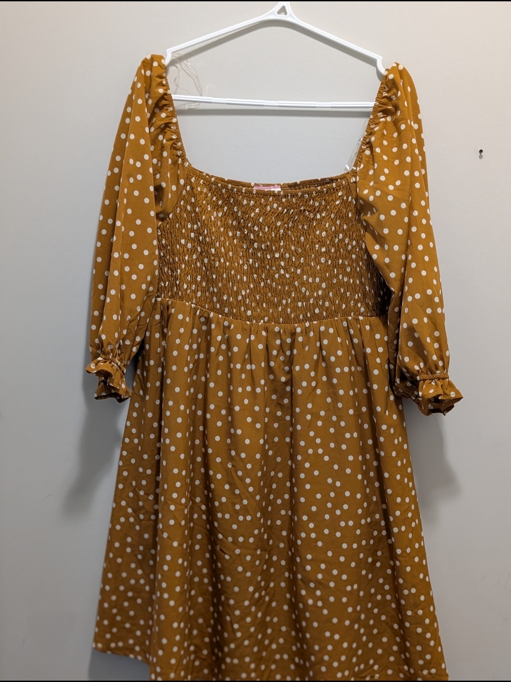 Mustard Polka Dot Smocked Dress